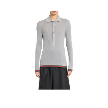 GUCCI Slim Fit Fine Ribbed Polo Shirt