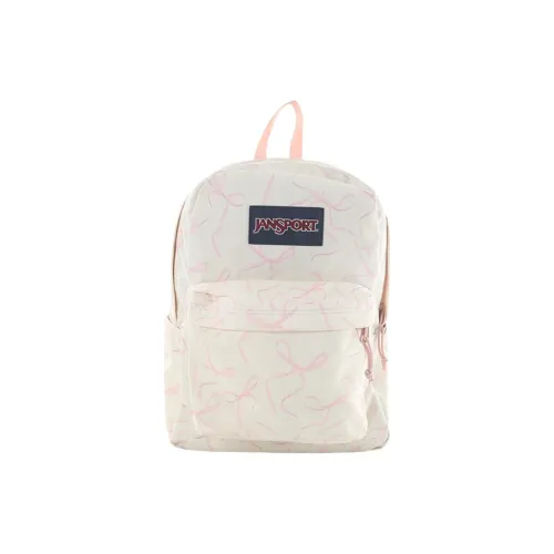 JanSport Polyester Backpack Medium Size Women
s White 
Pink