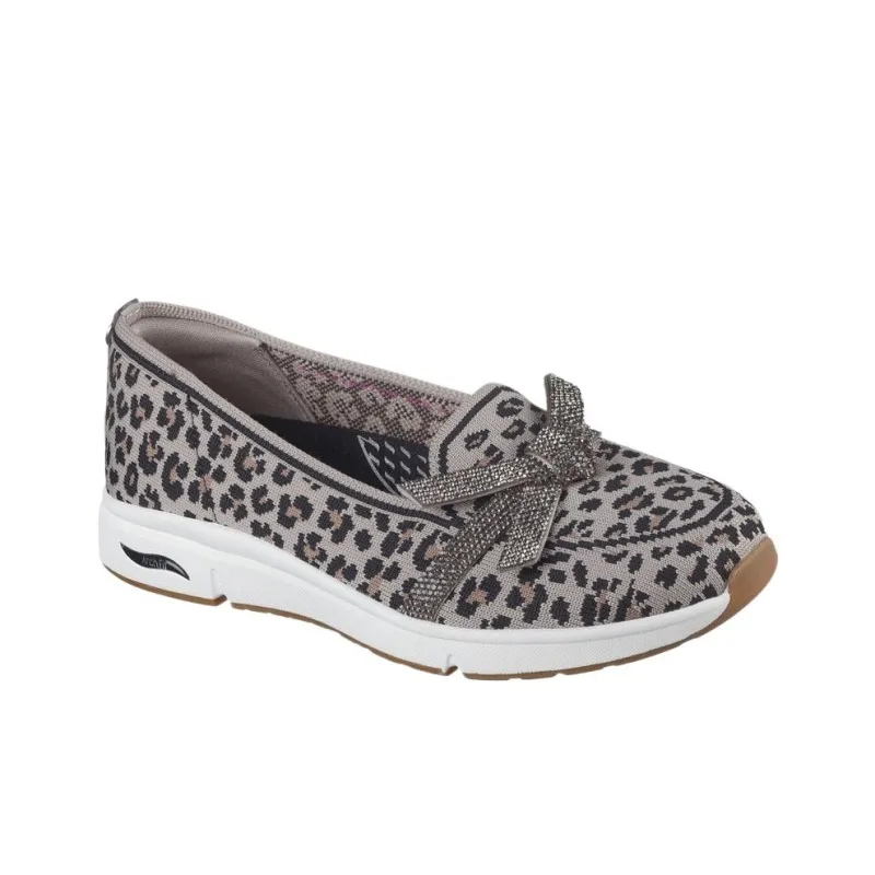 Skechers Arch Fit Casual Single Shoes Low Heel < 3cm Women's Leopard Print Brown-2