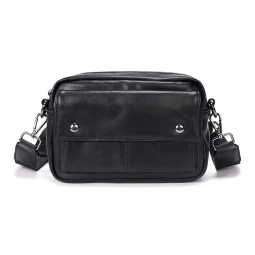 Old Man's Head Synthetic Leather Shoulder Bag Regular Men's Black
