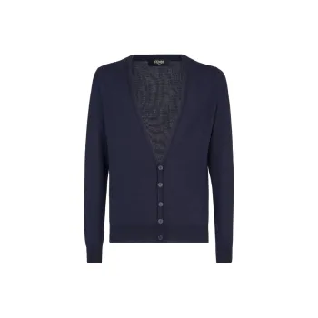 FENDI Ff Embossed V Neck Buttoned Cardigan
