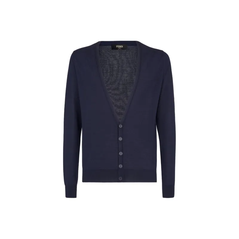 FENDI Ff Embossed V Neck Buttoned Cardigan-0