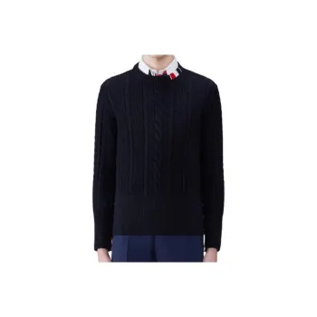 THOM BROWNE RWB Striped Cable Knitted Crewneck Jumper