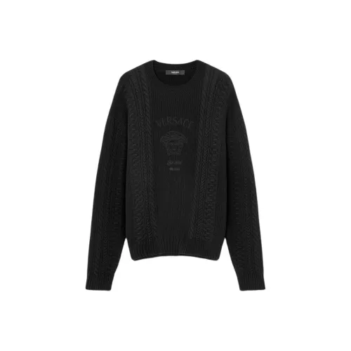 VERSACE Medusa Logo Embroidered Cable Knitted Jumper