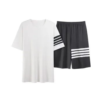 Close fitting Areas Pajama Set Men's White