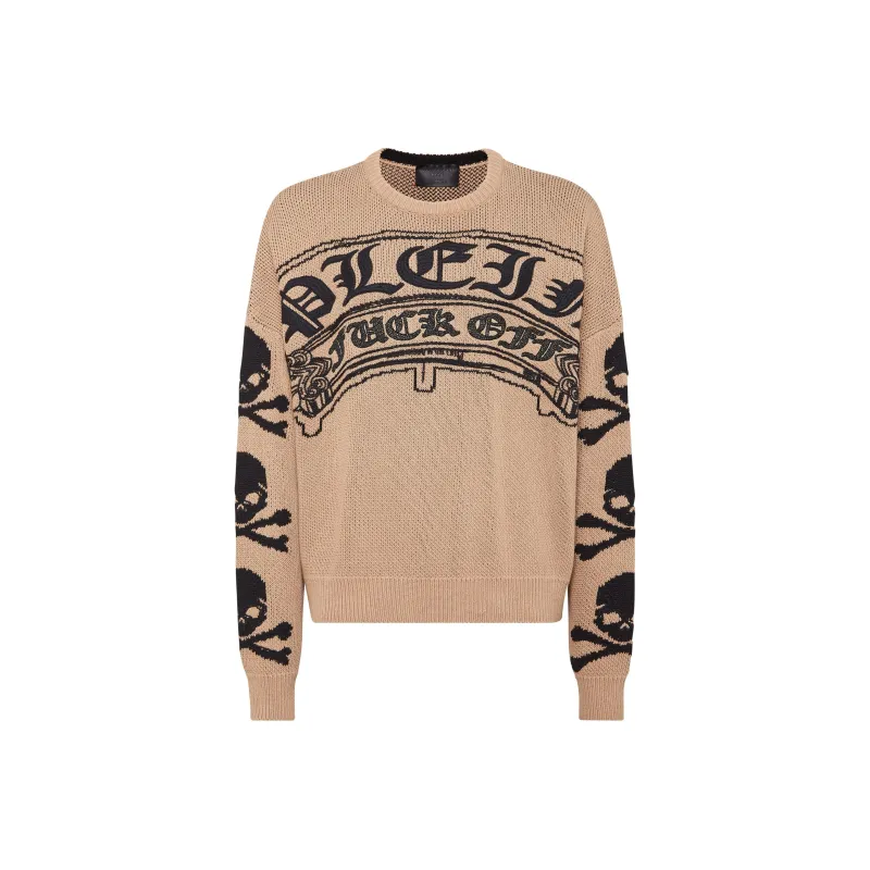 PHILIPP PLEIN Logo embroidered Crew neck Sweater-0