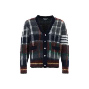 THOM BROWNE Checkered Button Up Cardigan