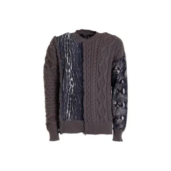 Roberto Cavalli Patchwork detail Crew Neck Jumper