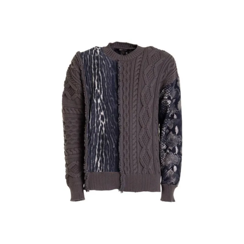 Roberto Cavalli Patchwork detail Crew Neck Jumper-0