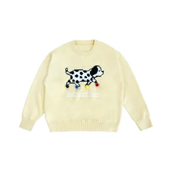 Black Cat Pixel Knitwear Unisex Light Yellow