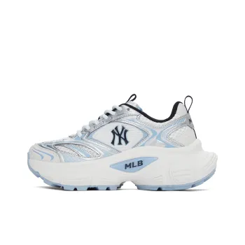 MLB New York Yankees Anti Slip Wear Resistant Low Top Chunky Sneakers Unisex White Blue