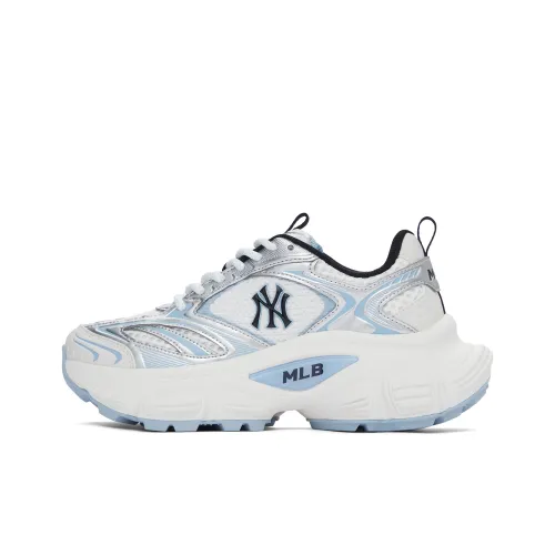 MLB New York Yankees Anti Slip Wear Resistant Low Top Chunky Sneakers Unisex White Blue