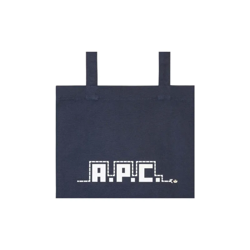 A.P.C Cotton Tote Bag, Shopping Bag, Shoulder Bag Unisex Marine Blue-5