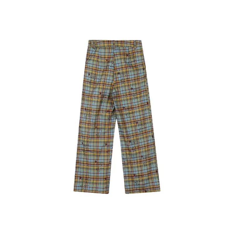 RTNH Casual Pants Women's Yellow Blue Plaid-1