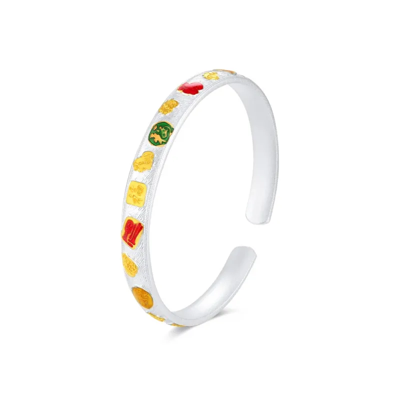 SHUIBEI 999 Fine Silver Enamel Bangles Unisex-1