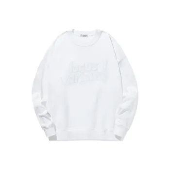 GUKUUL Chest Letter Embroidery Loose Fit Crew Neck Pullover Sweatshirt Unisex