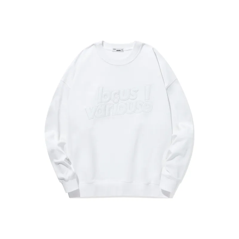 GUKUUL Chest Letter Embroidery Loose Fit Crew Neck Pullover Sweatshirt Unisex-0