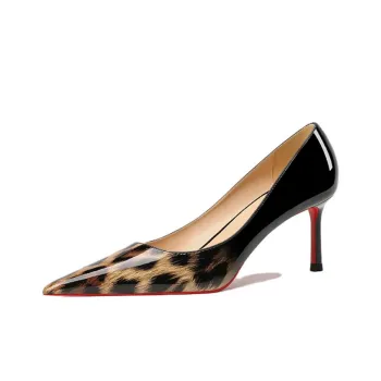 Li Ke Slim Heel High Heels Women's Black Leopard Print