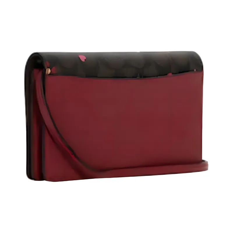 COACH Anna Leather Envelope Bag, Crossbody Bag Small Size Women's Brown/Burgundy Multicolor-3
