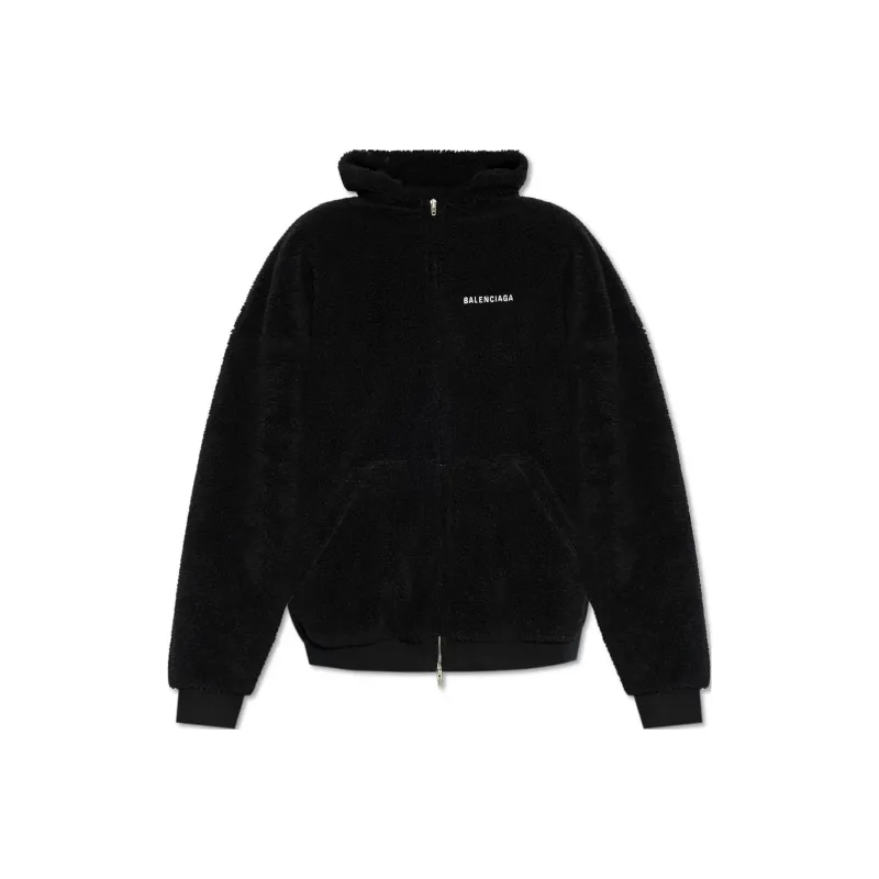 Balenciaga Logo Embroidered Zip Up Hoodie-0