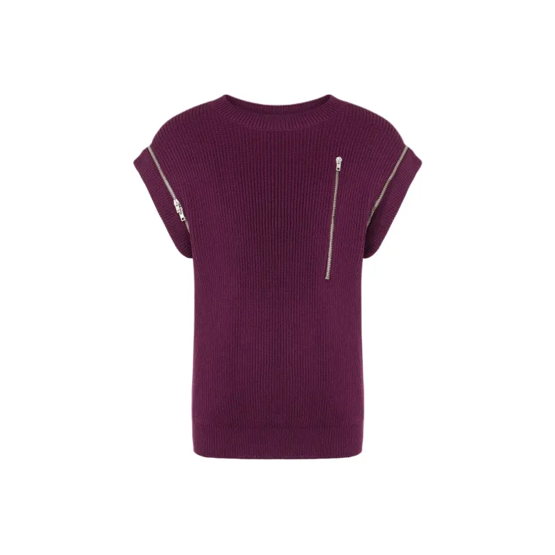MOSCHINO SS24 Sleeveless Shirt With Zip Knitwear Men's Rose Red-0