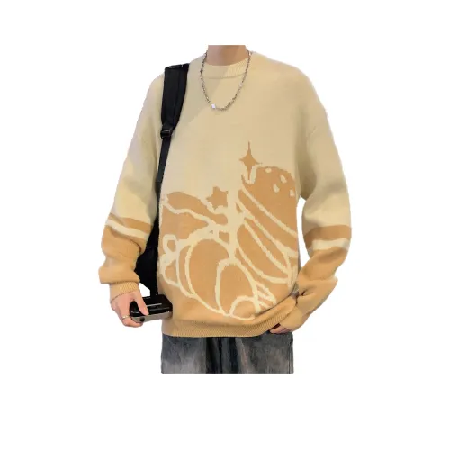 Tonlion Sweaters Men Apricot Beige
