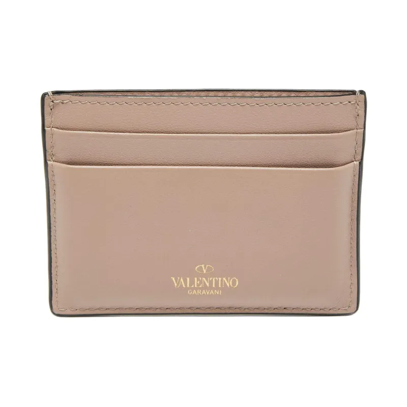 Valentino Calfskin Card Holder, Wallet Women's Pink-2
