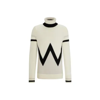 HUGO BOSS x PERFECT MOMENT FW23 Virgin Wool Sweater With Stripe Intarsia Sweater Men's Ecru