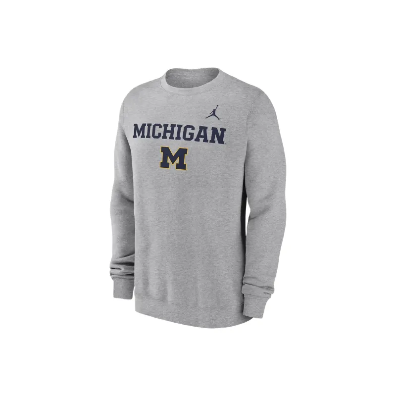 Nike Michigan Wolverines Primetime Primary Stack Men's Nike College Pullover Crew-0