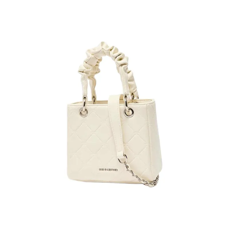 Three Blessings PU One Shoulder Handbag Medium Size Women's Beige-1