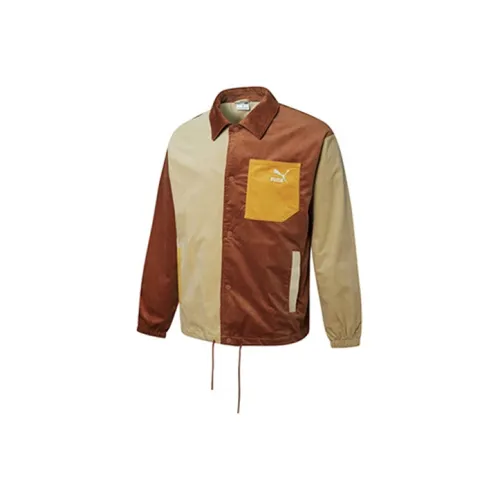 PUMA Cord Coach Jackets Men Coffee