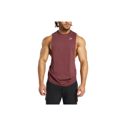 GYMSHARK Tank Tops Men's Brown Red