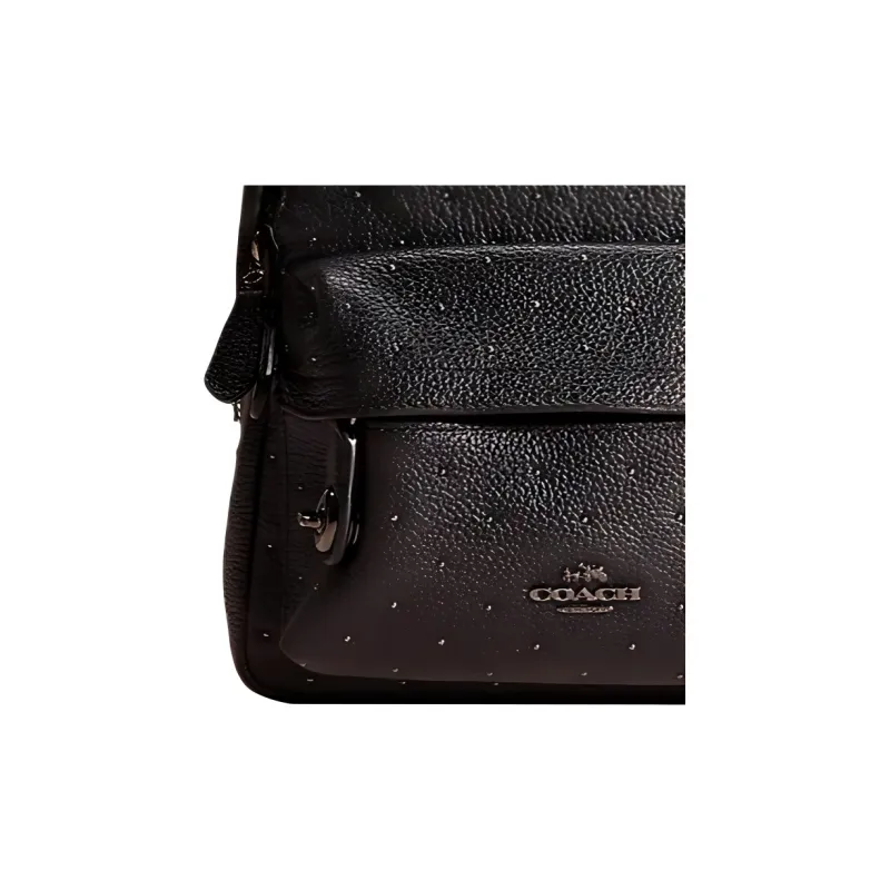 COACH Pebble Leather Backpack Mini Unisex Black-1
