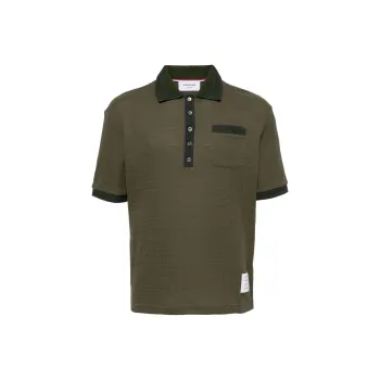 THOM BROWNE Open stitch Cotton Polo Shirt