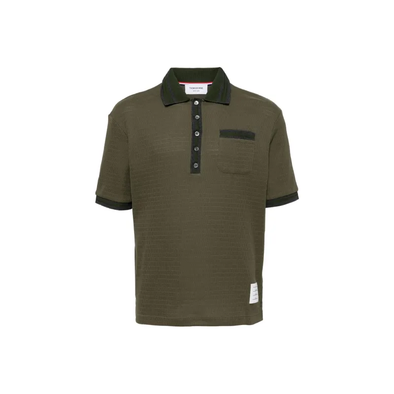 THOM BROWNE Open stitch Cotton Polo Shirt-0