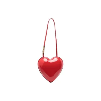 MOSCHINO Calfskin Bonded Patent Leather Heart-Shaped Bag Shoulder Bag Handbag Women's Red