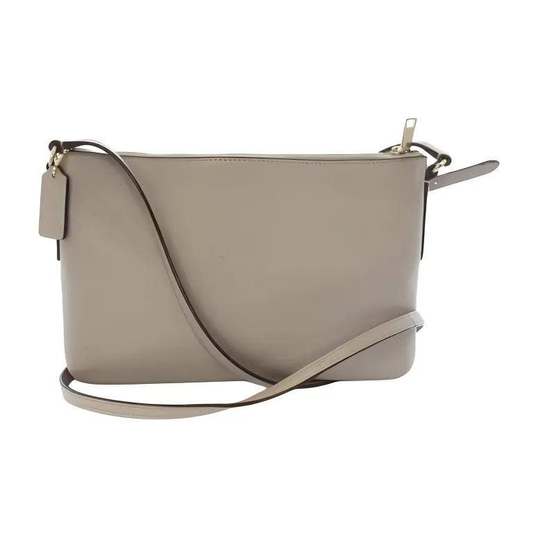COACH Leather Crossbody Bag Shoulder Bag Medium Size Women's Light Gold & Grey Birch-3