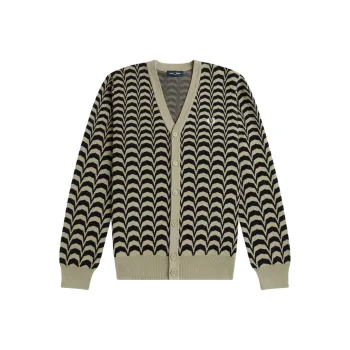 FRED PERRY Jacquard Cardigan Knitwear Men's Warm Gray