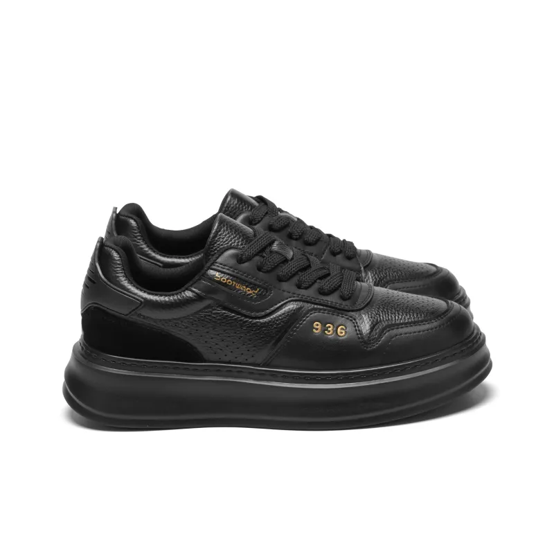 Meixi Breathable Height Increase Low Top Skateboard Shoes Men's Black-2