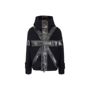 Burberry Flag Print Technical Wool Cropped Duffle Coat