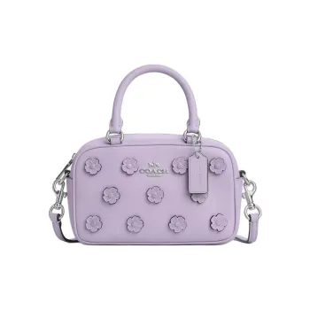 COACH SATCHEL Smooth Leather One Shoulder Handbag Mini Women's Purple