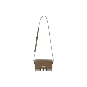 Burberry Leather Paneled Canvas Shoulder Bag, Crossbody Bag Women's Brown