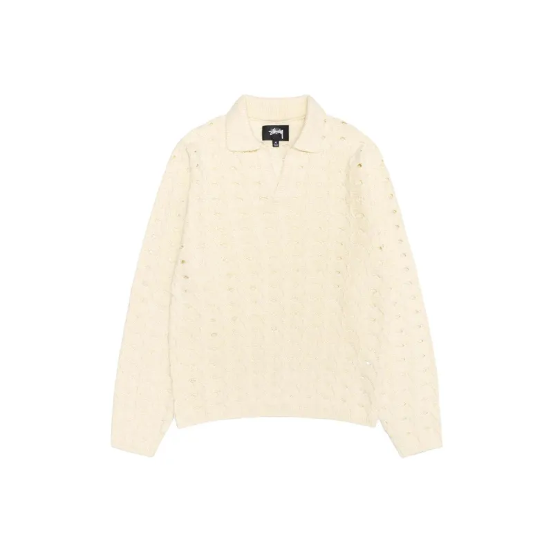 Stussy SS24 OPEN KNIT COLLARED SWEATER Knitwear Men's-10