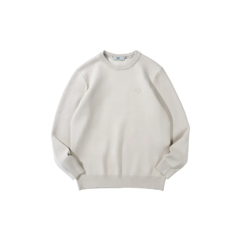 HLA Crew Neck Heart Embroidered Long Sleeved Knitwear Men's-0