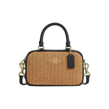 COACH SATCHEL Straw One Shoulder Handbag Trumpets Women's Brown & Black