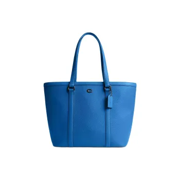 COACH Gotham Pebble Leather Tote Bag, Shopping Bag, Shoulder Bag Large Size Women's Blue