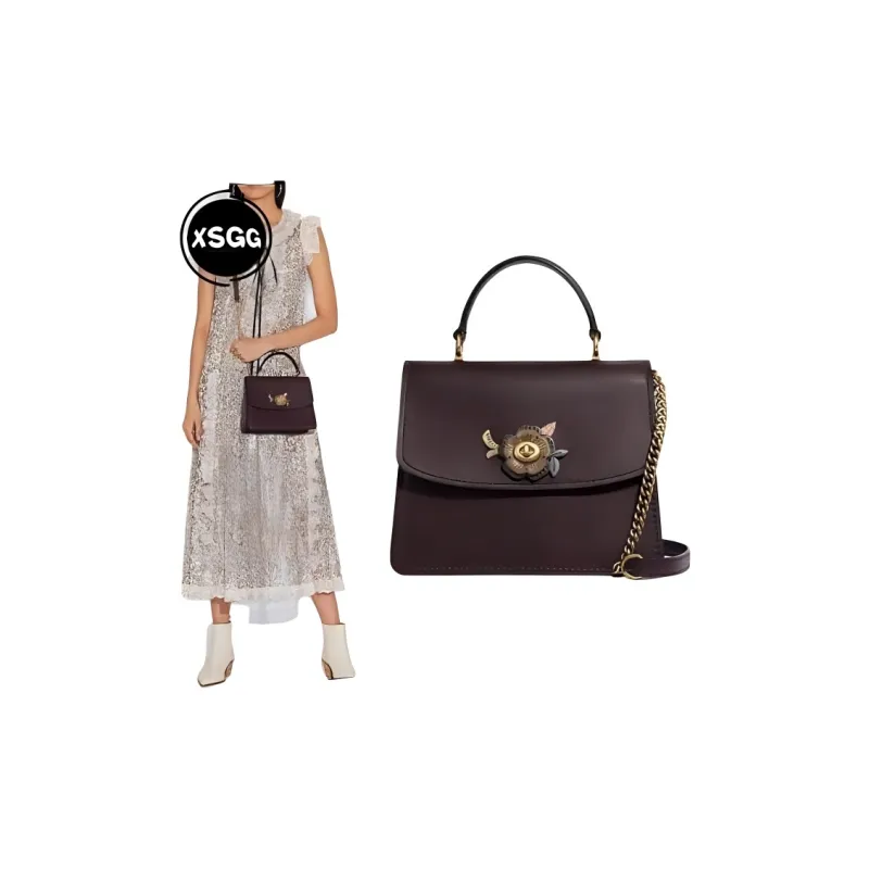 COACH Parker Cow Leather Handbag, Shoulder Bag, Crossbody Bag Medium Size Women's Ox Blood Red-3