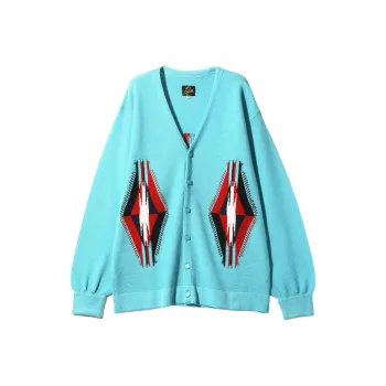 Needles Motif Intarsia V-Neck Cardigan