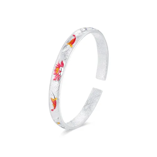 SHUIBEI 999 Fine Silver Enamel Bangles Women's