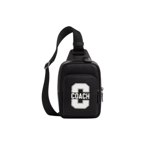 COACH RACER Pebbled Leather Sling Bag Small Size Men's Black